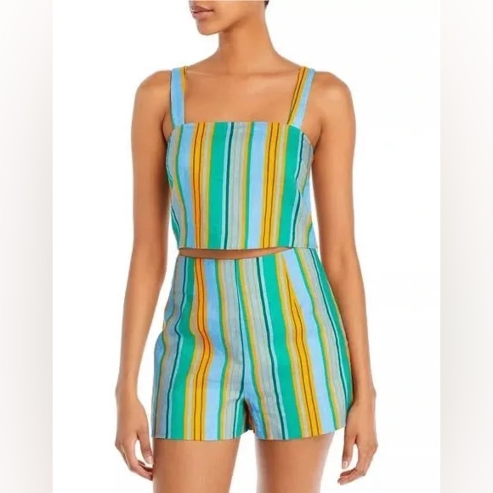 STAUD top linen stripe